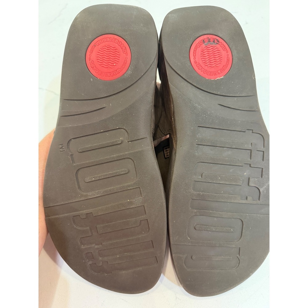 FitFlop Walkstar Brown Leather Microwobbleboard Thong Sandals Womens 9 211-030 - Picture 2 of 5
